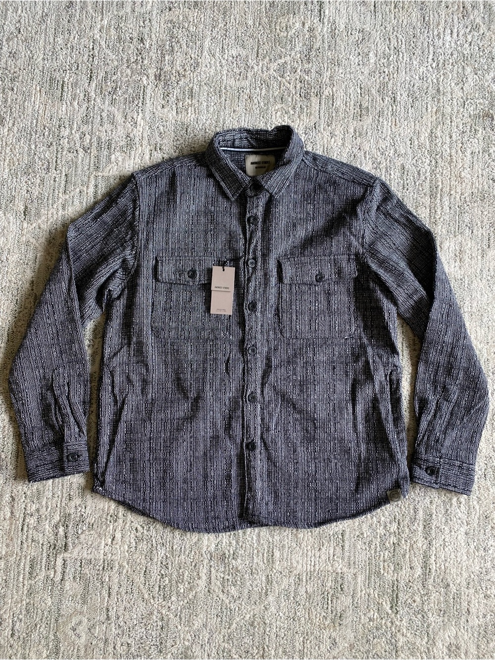 NEW Amongst Others Black White Textured 100% Cotton Overshirt Shacket Coat Large